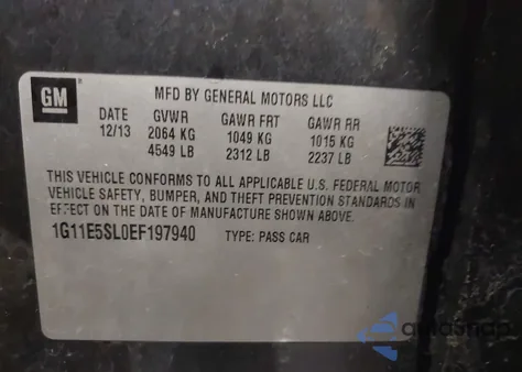 2014 Chevrolet Malibu 2Lt из США, поврежденный, VIN 1G11E5SL0EF197940